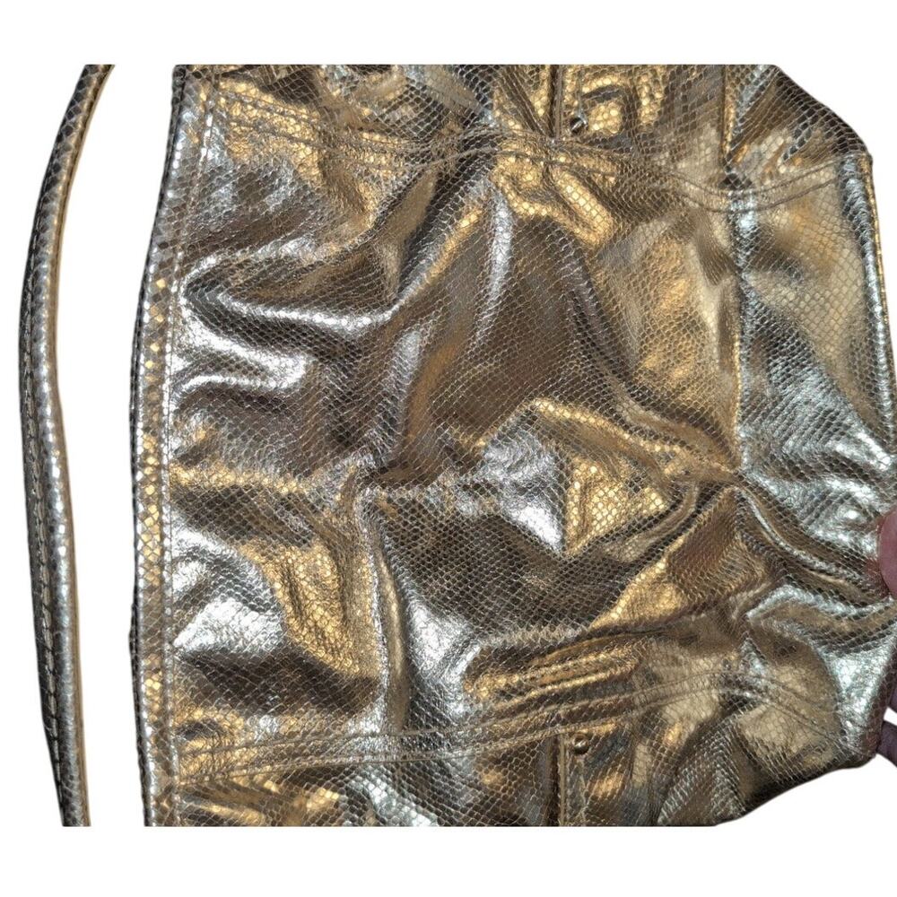 Cole Haan Gold Metallic Leather Hobo Shoulder Bag Purse - Picture 6 of 9